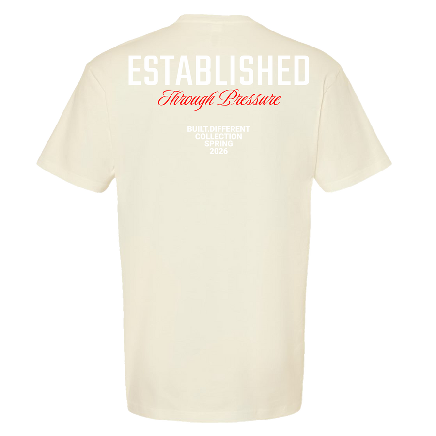 Established Through Pressure — Natural Tee