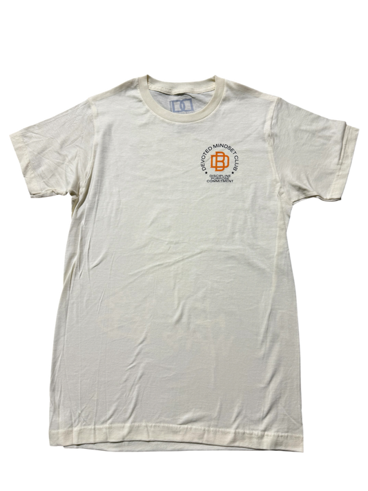 DMC Uniform 003 Department of Discipline Tee in Heritage vintage cream, front view with DMC crest