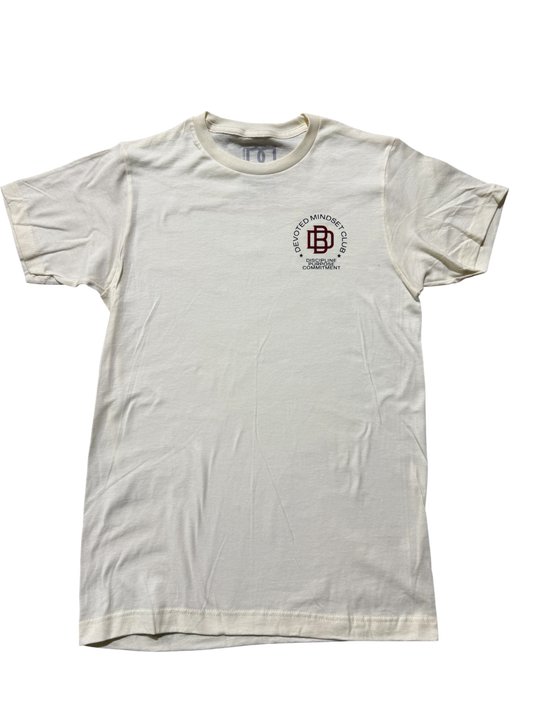 DMC Uniform 005 Purpose Over Hype Tee in Legacy vintage cream, front view with DMC crest